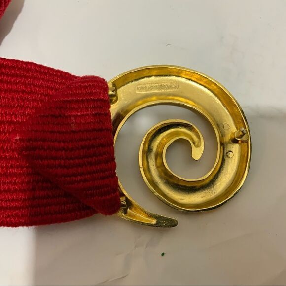Vintage CHARMANT BELT & BUCKLE red gold Stretch Women 35” long buckle included